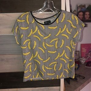 Cute Black/White Top with bananas - small size